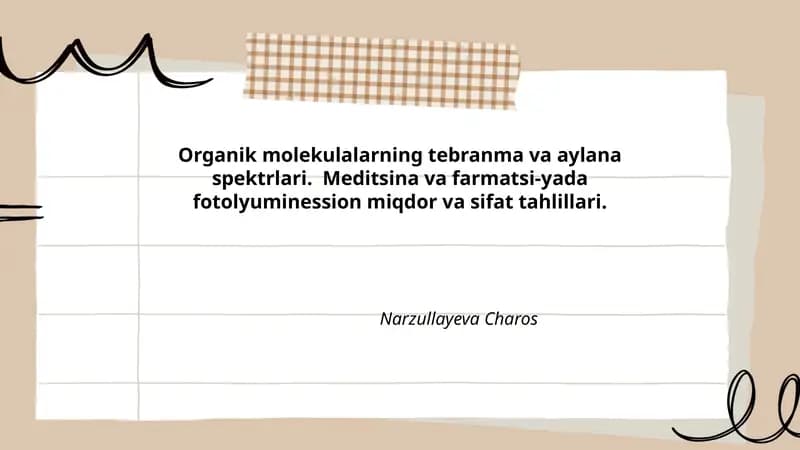 Organik molekulalarning tebranish (vibratsion) spektrlari