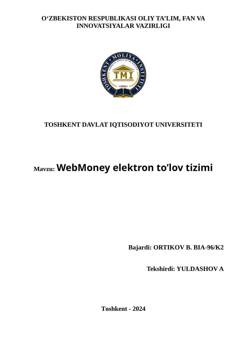 WebMoney elektron to’lov tizimi