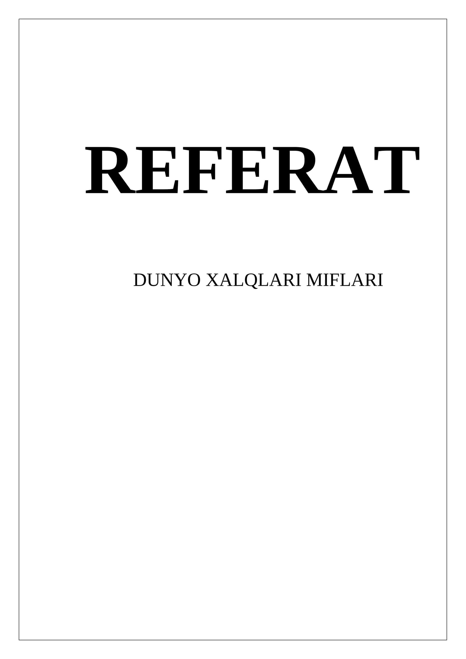 Dunyo xalqlari miflari referat