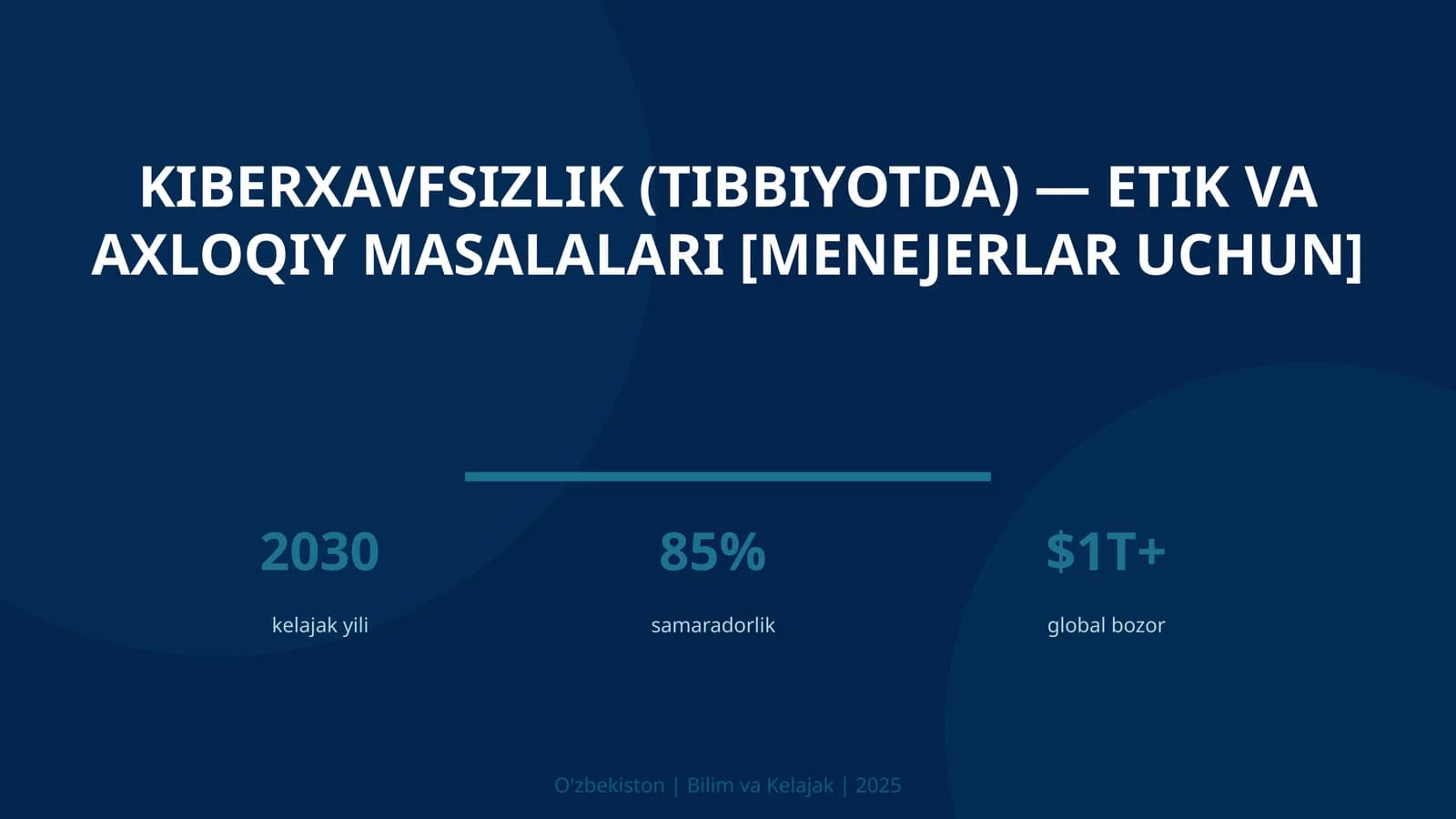 KIBERXAVFSIZLIK (TIBBIYOTDA) — ETIK VA AXLOQIY MASALALARI [MENEJERLAR UCHUN]