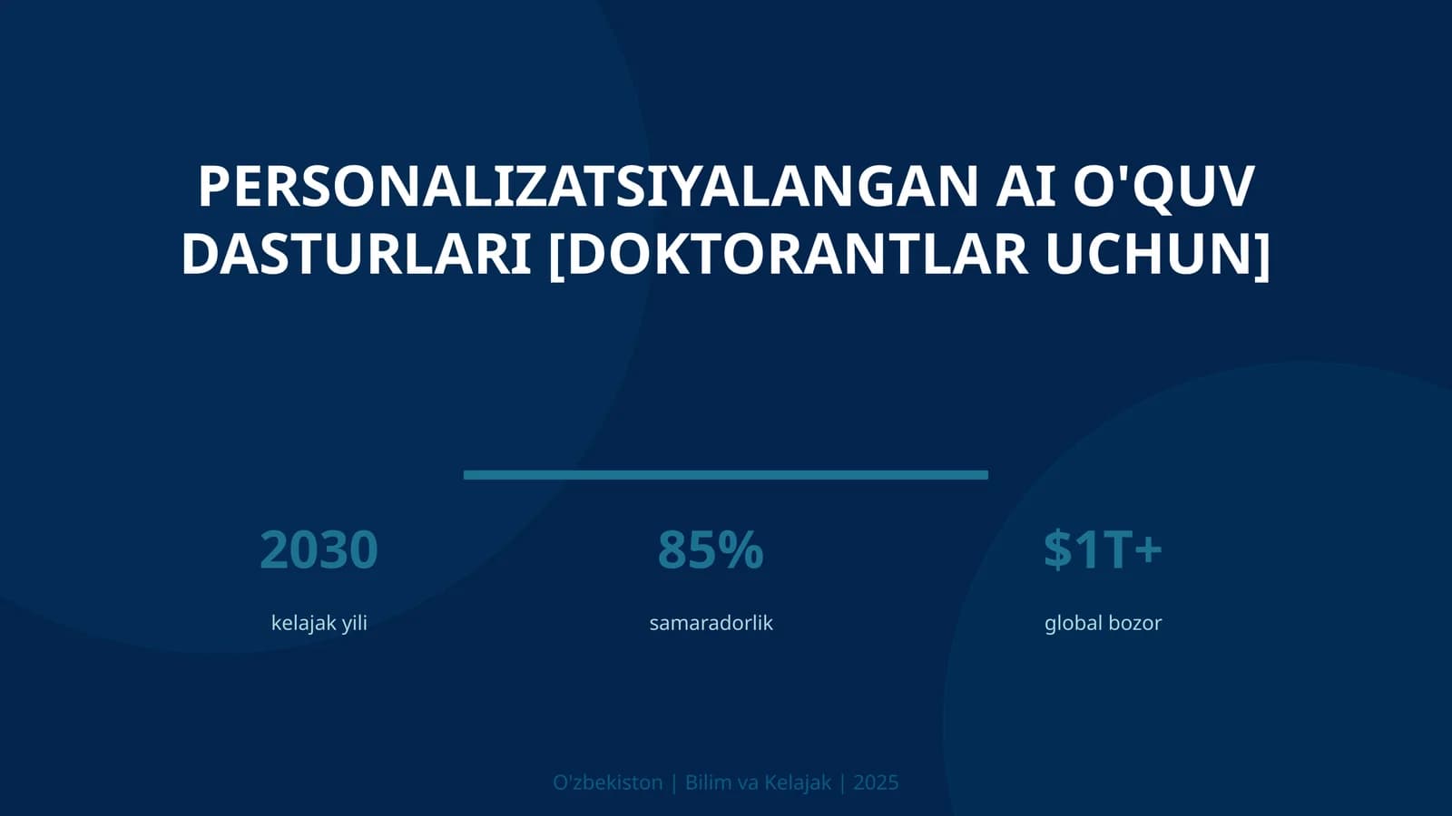 Personalizatsiyalangan AI o'quv dasturlari [doktorantlar uchun]
