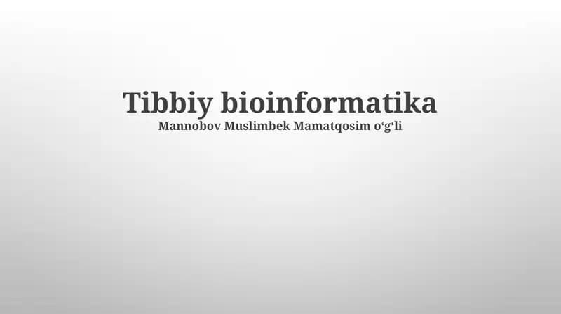 Tibbiy bioinformatika