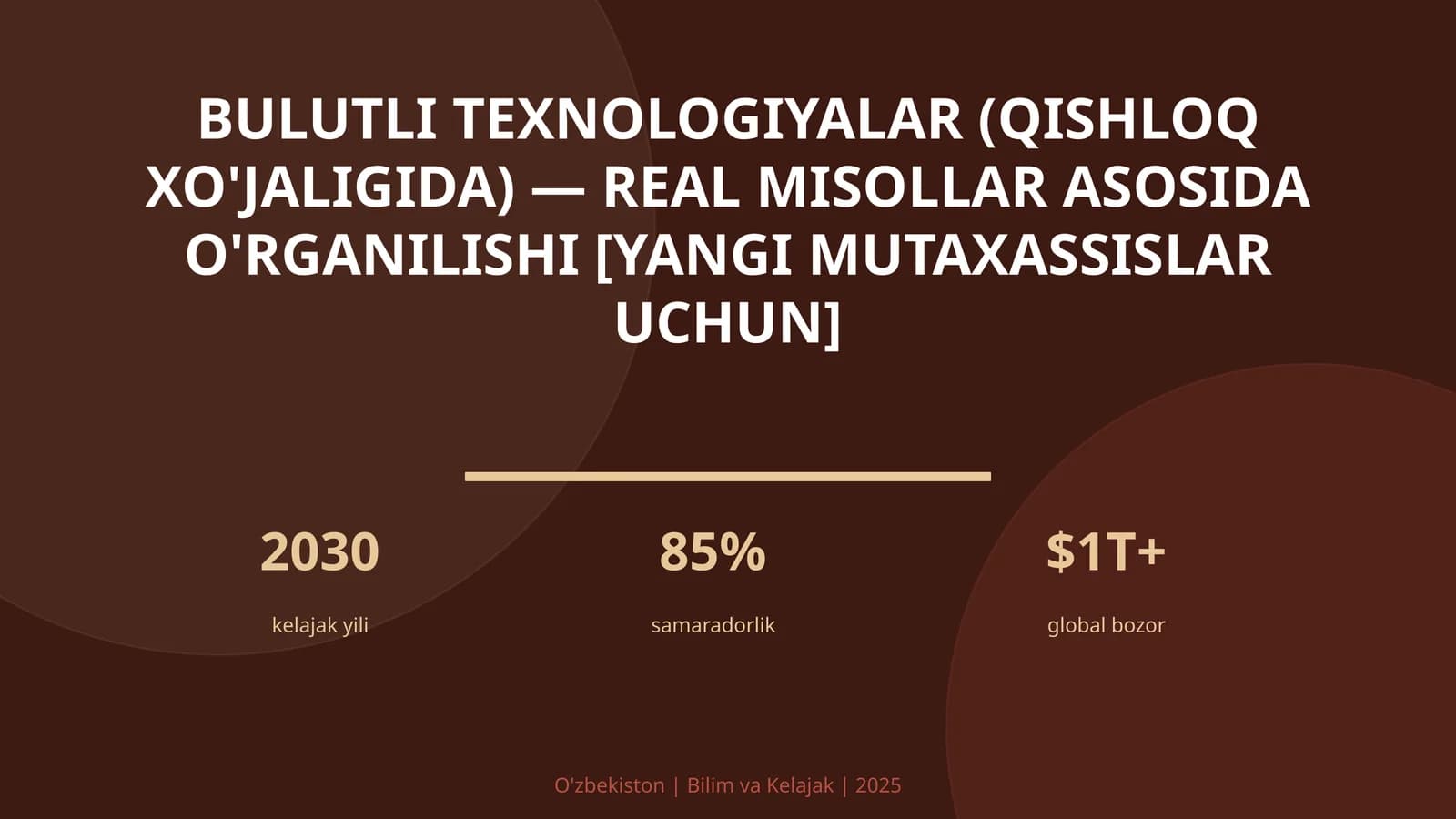 Bulutli texnologiyalar (qishloq xo'jaligida) — real misollar asosida o'rganilishi [yangi mutaxassislar uchun]