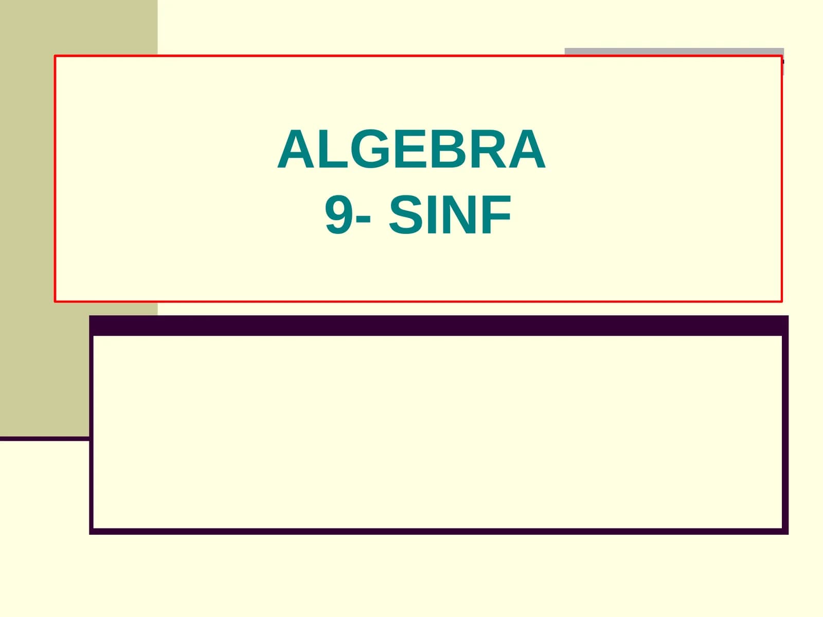 ALGEBRA9- SINF