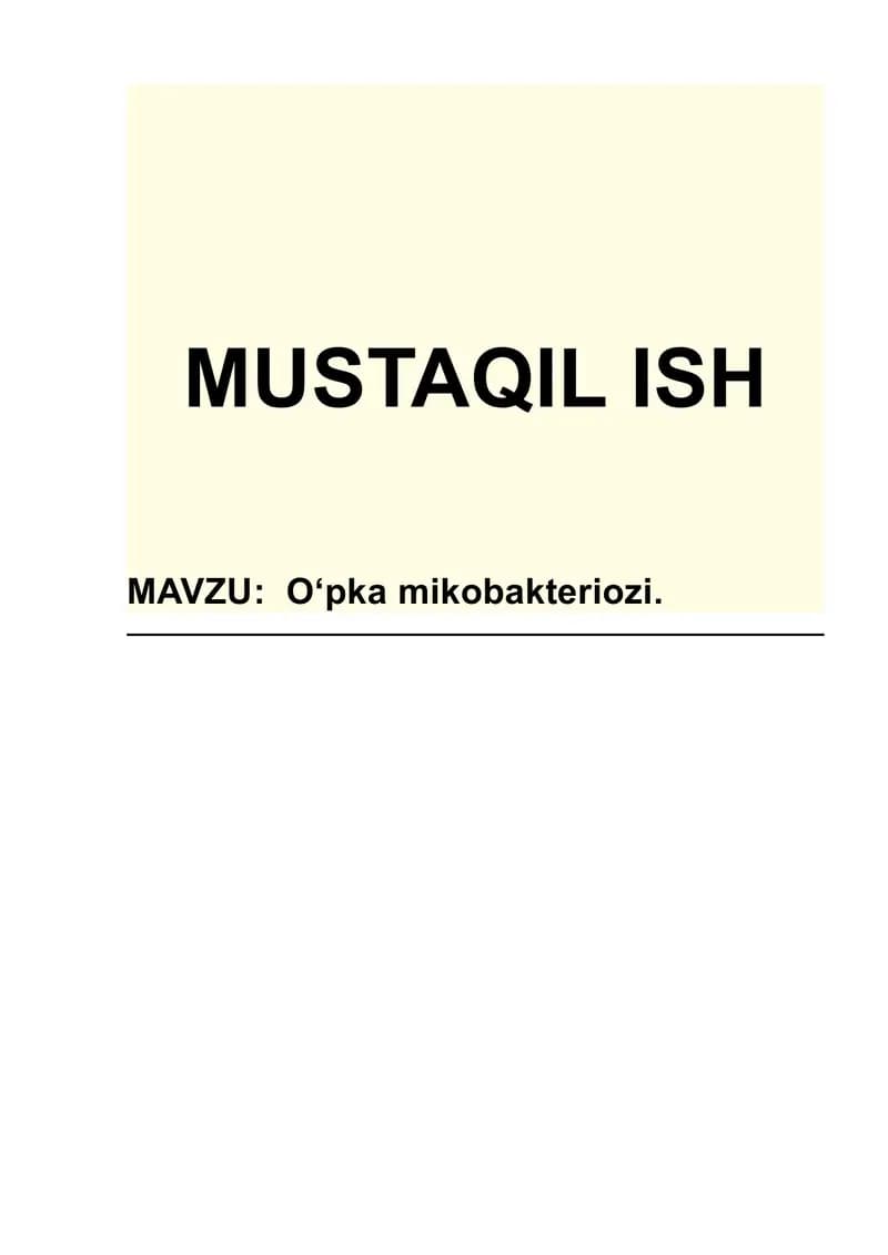 O'pka mikobakteriozi