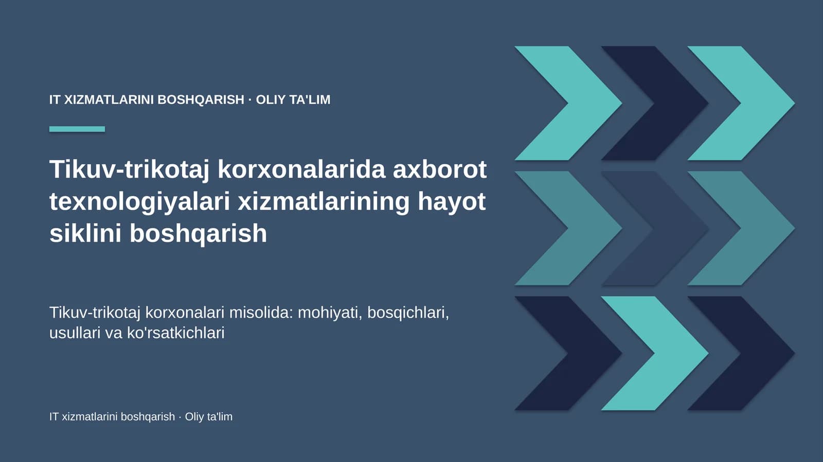 tikuv trikotaj korxonalarida axborot texnologiyalari xizmatlarining hayot siklini boshqarish 1598