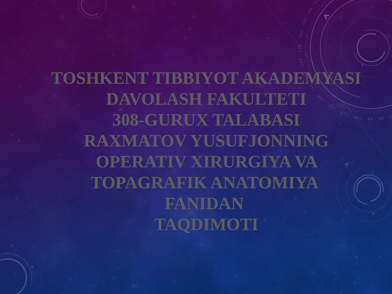 Operativ xirurgiya va topagrafik anatomiya