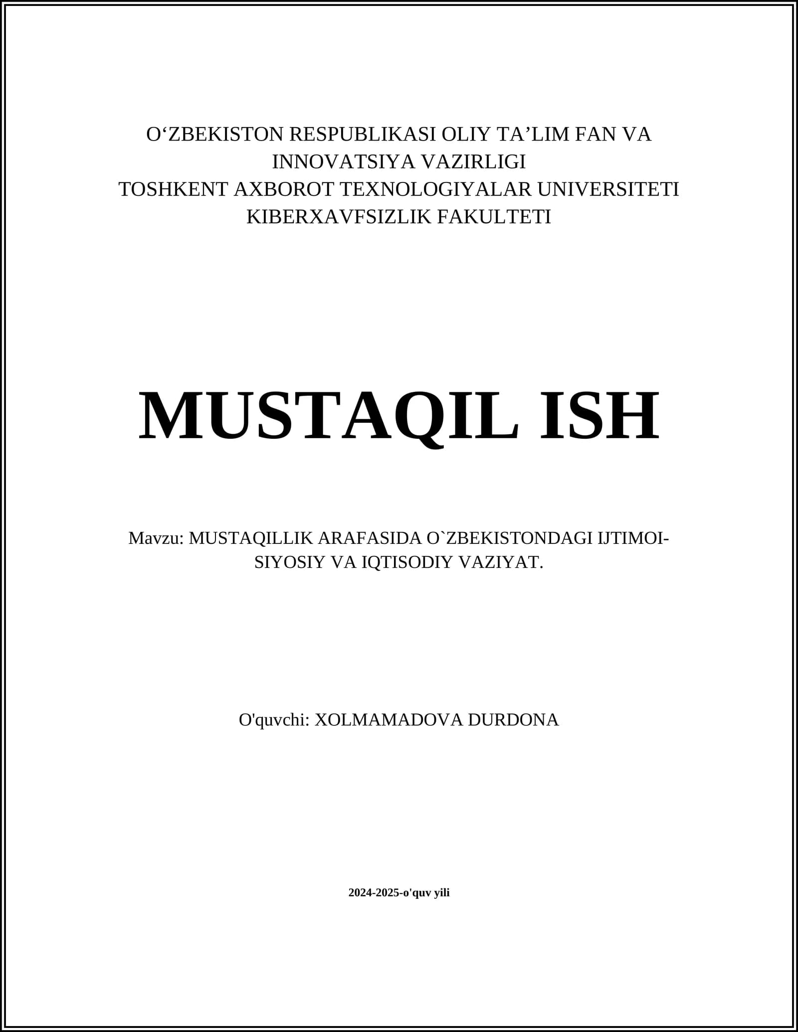 O'zbekiston Mustaqilligi oldidan siyosiy vaziyat