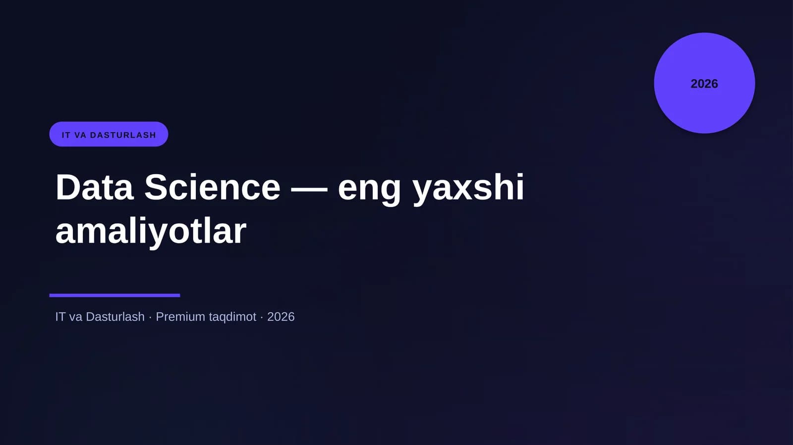Data Science — eng yaxshi amaliyotlar