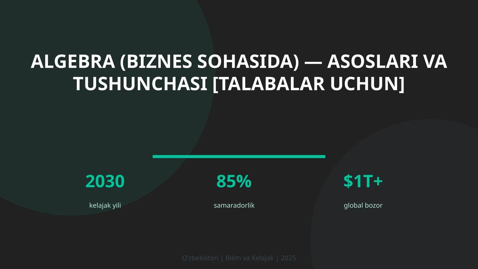 Algebra (biznes sohasida) — asoslari va tushunchasi [talabalar uchun]