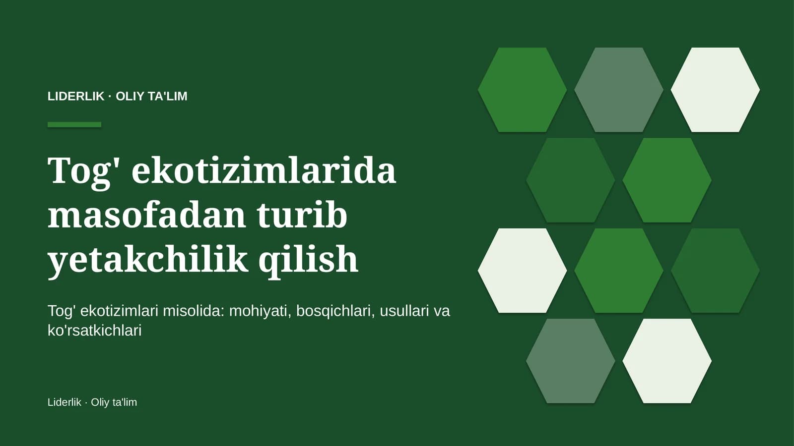 tog' ekotizimlarida masofadan turib yetakchilik qilish 9163