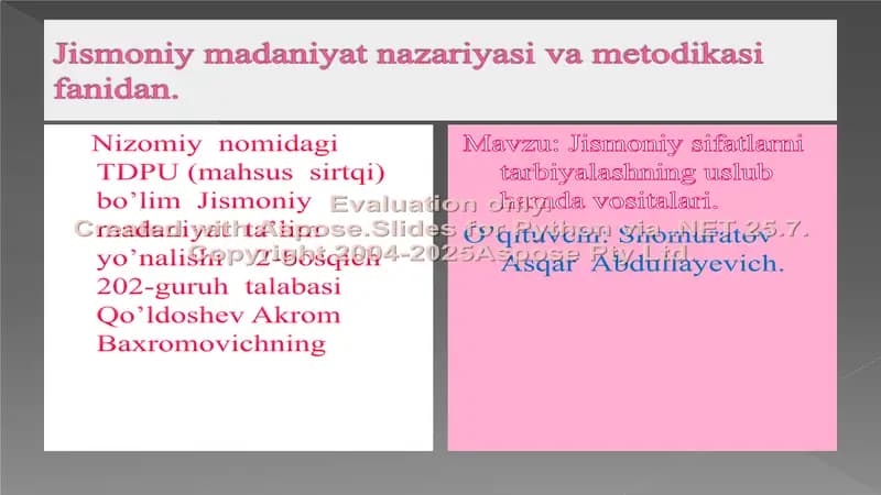 Jismoniy madaniyat nazariyasi va metodikasi