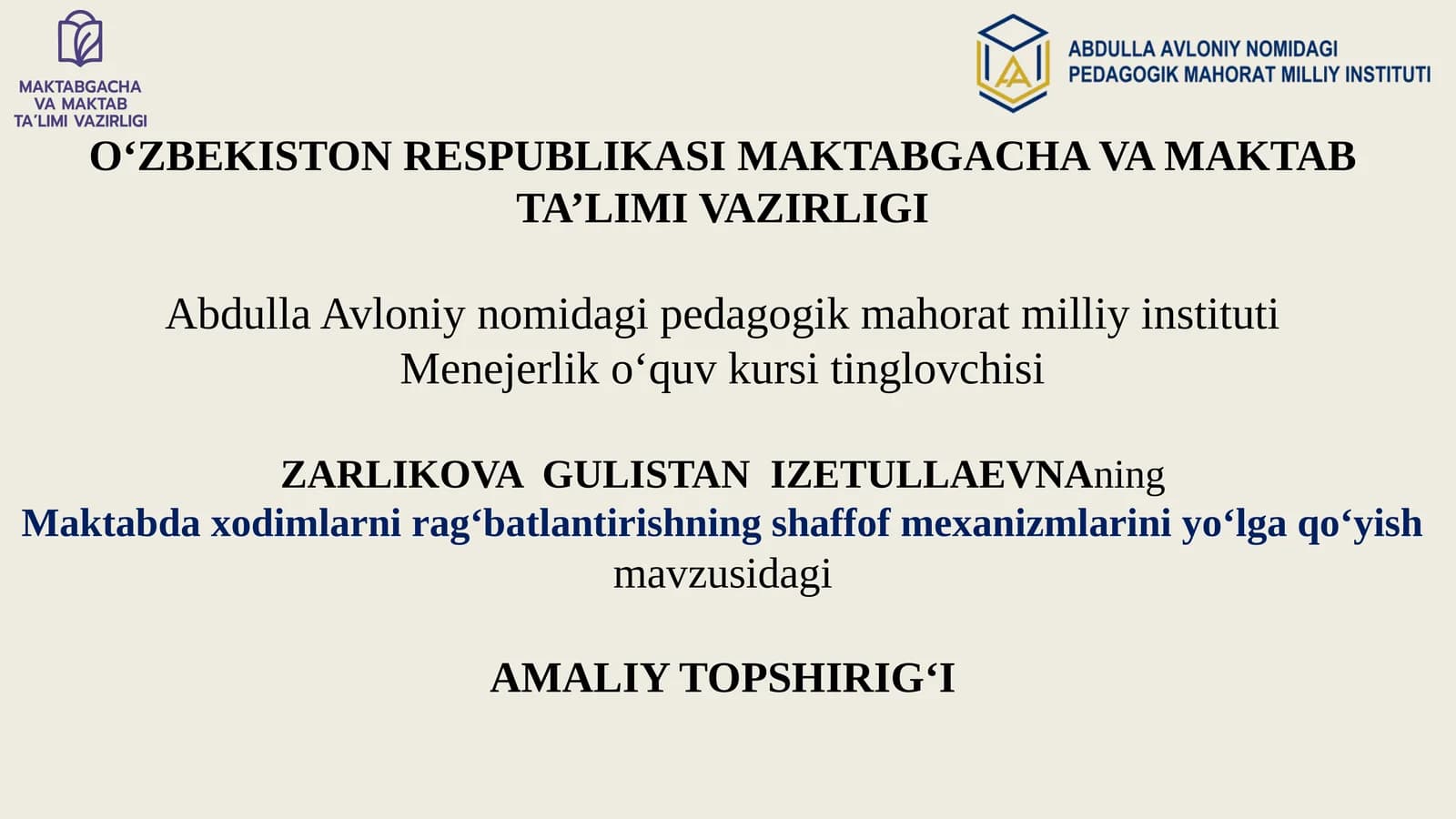 Maktabda xodimlarni rag‘batlantirishning shaffof mexanizmlarini yo‘lga qo‘yish