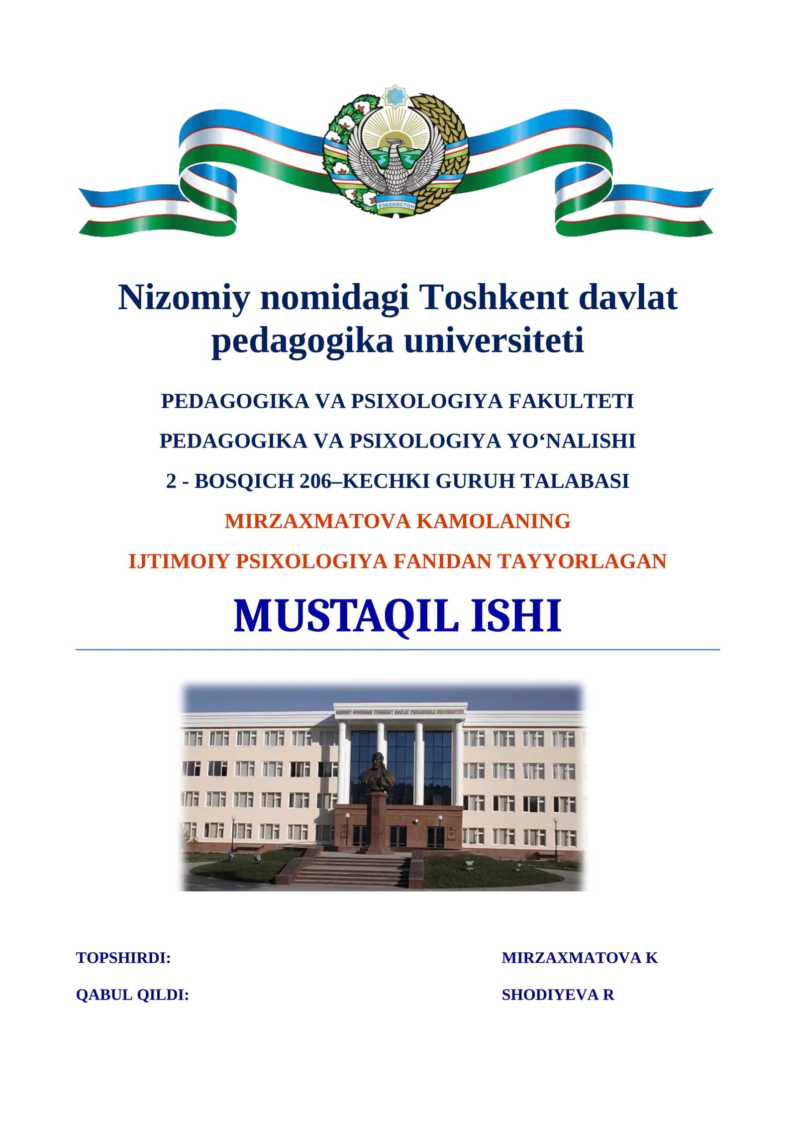 Anketa tayyorlash bo‘yicha
