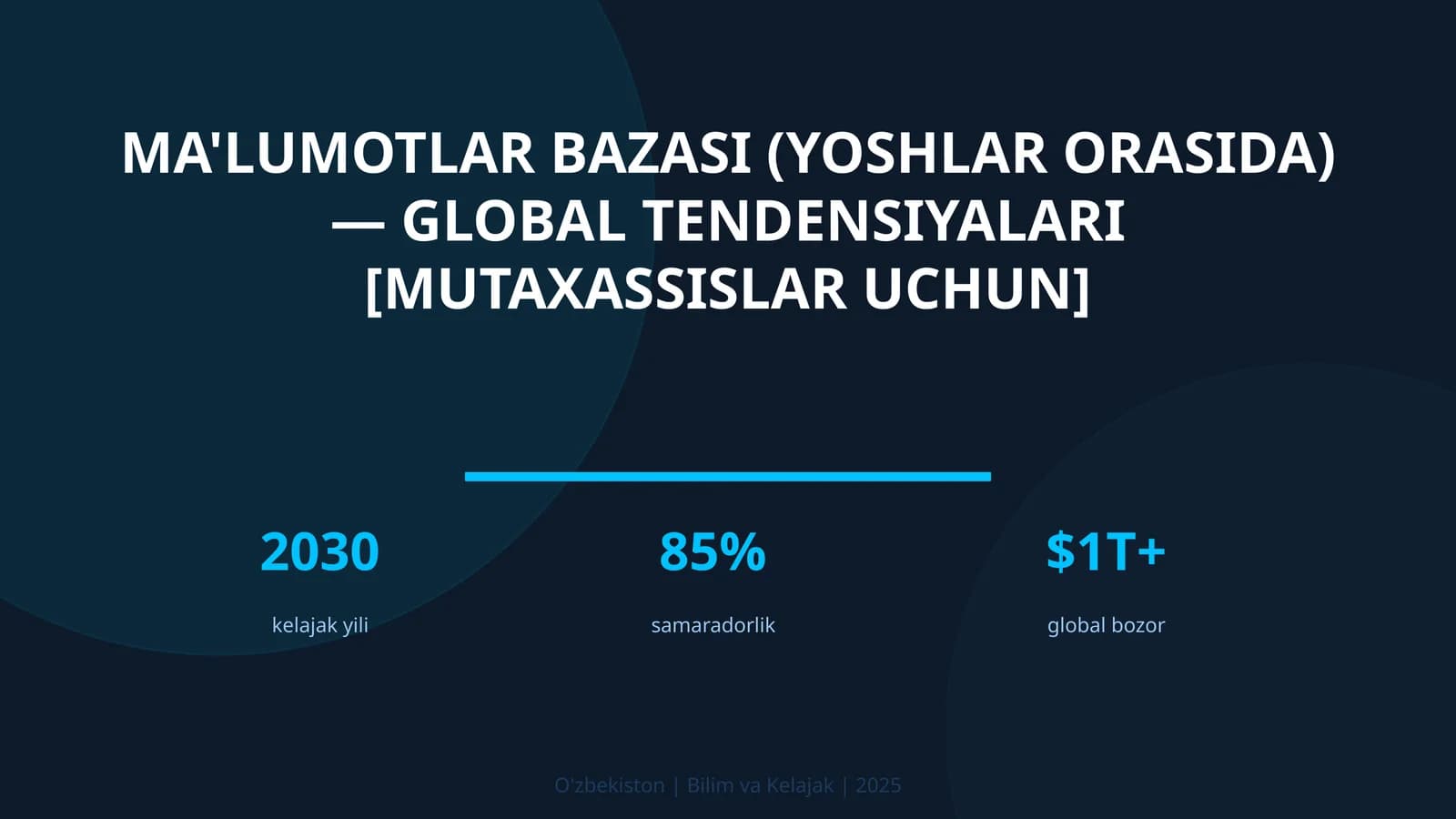 MA'LUMOTLAR BAZASI (YOSHLAR ORASIDA) — GLOBAL TENDENSIYALARI [MUTAXASSISLAR UCHUN]