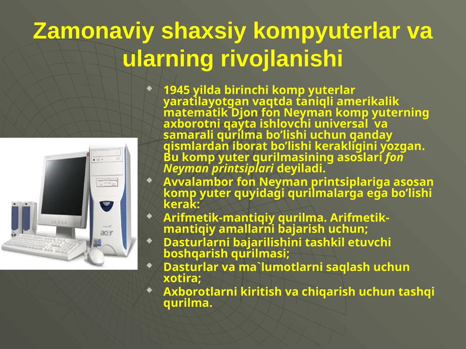 Zamonaviy shaxsiy kompyuterlar va ularning rivojlanishi