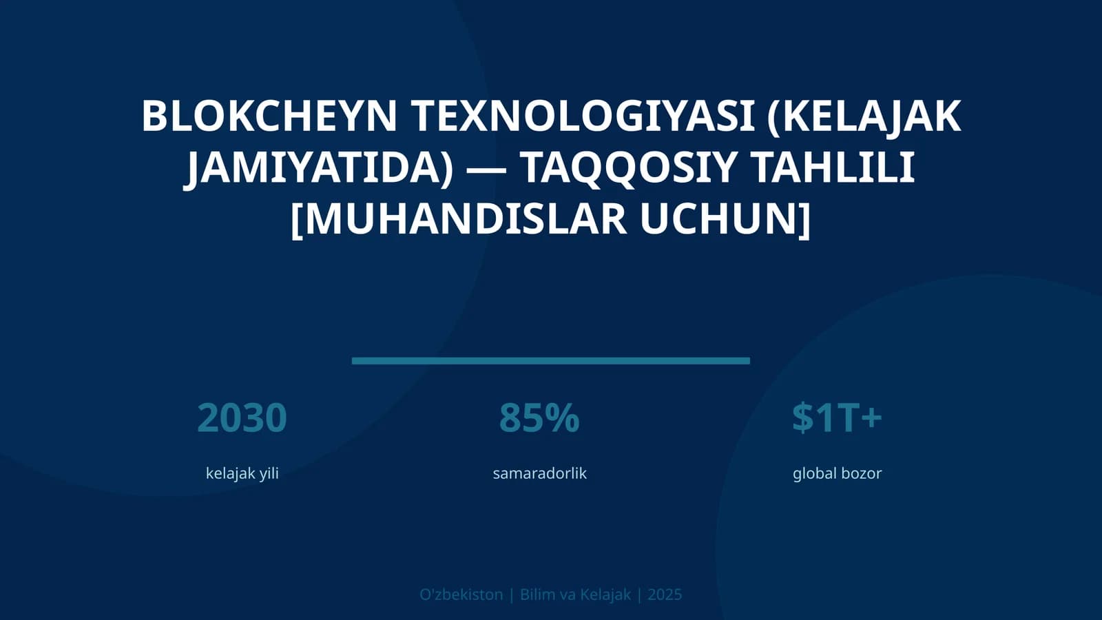 Blokcheyn Texnologiyasi (Kelajak Jamiyatida) — Taqqosiy Tahlili [Muhandislar Uchun]