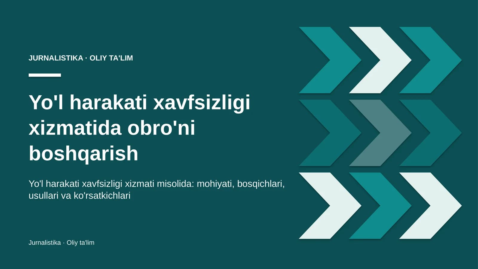 Yo'l harakati xavfsizligi xizmatida obro'ni boshqarish