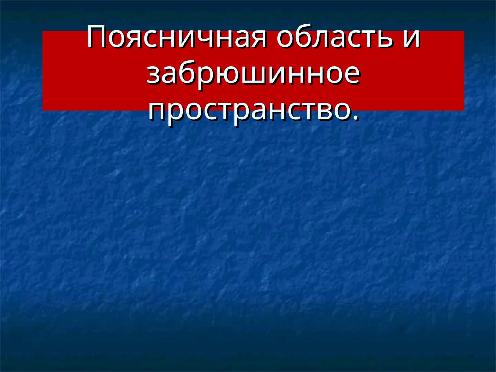 Поясничная область и забрюшинное пространство