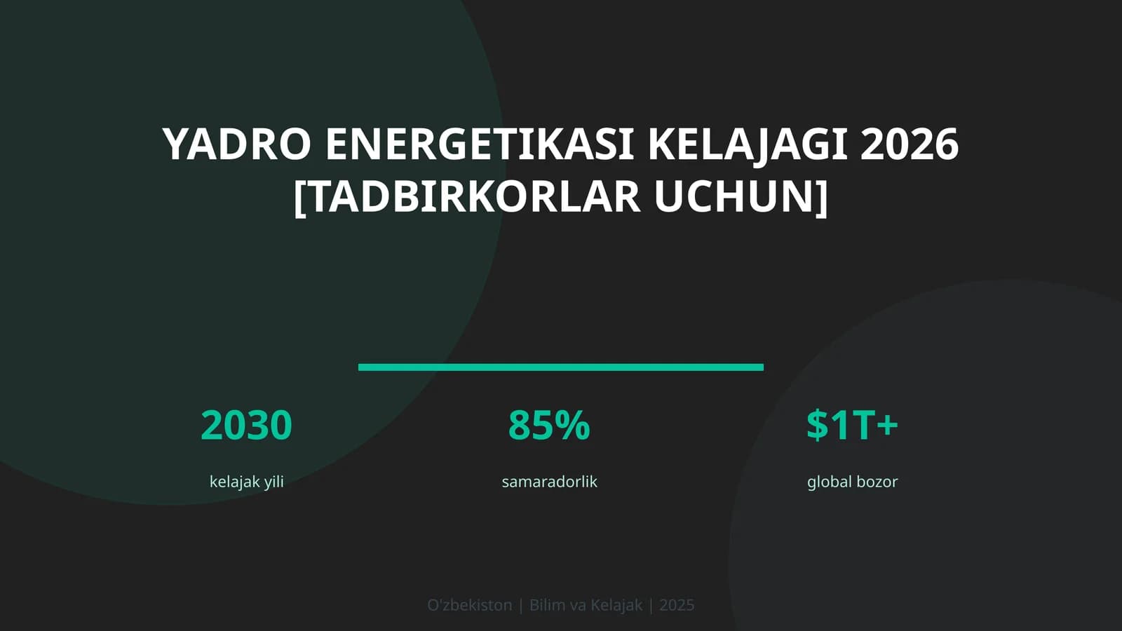 Yadro energetikasi kelajagi 2026 [tadbirkorlar uchun]