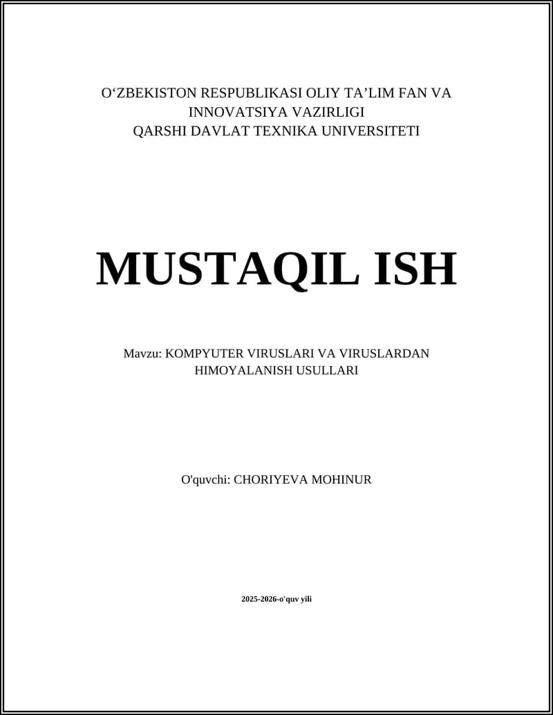 Kompyuter viruslarining turlari
