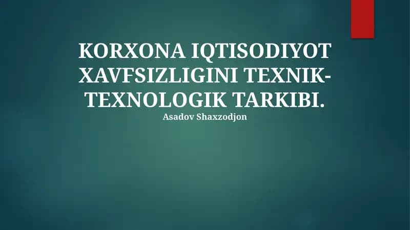 Korxona iqtisodiy xavfsizligi