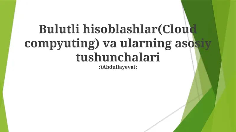Bulut texnologiyalari asosiy tushunchalari