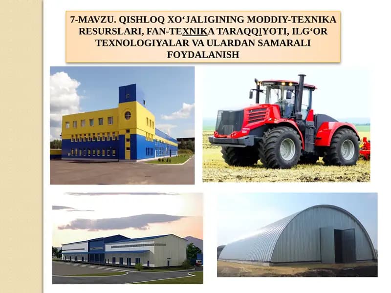 Qishloq xo‘jaligi moddiy-texnika resurslari