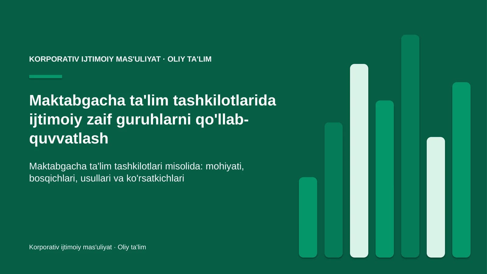 maktabgacha ta'lim tashkilotlarida ijtimoiy zaif guruhlarni qo'llab quvvatlash 8715