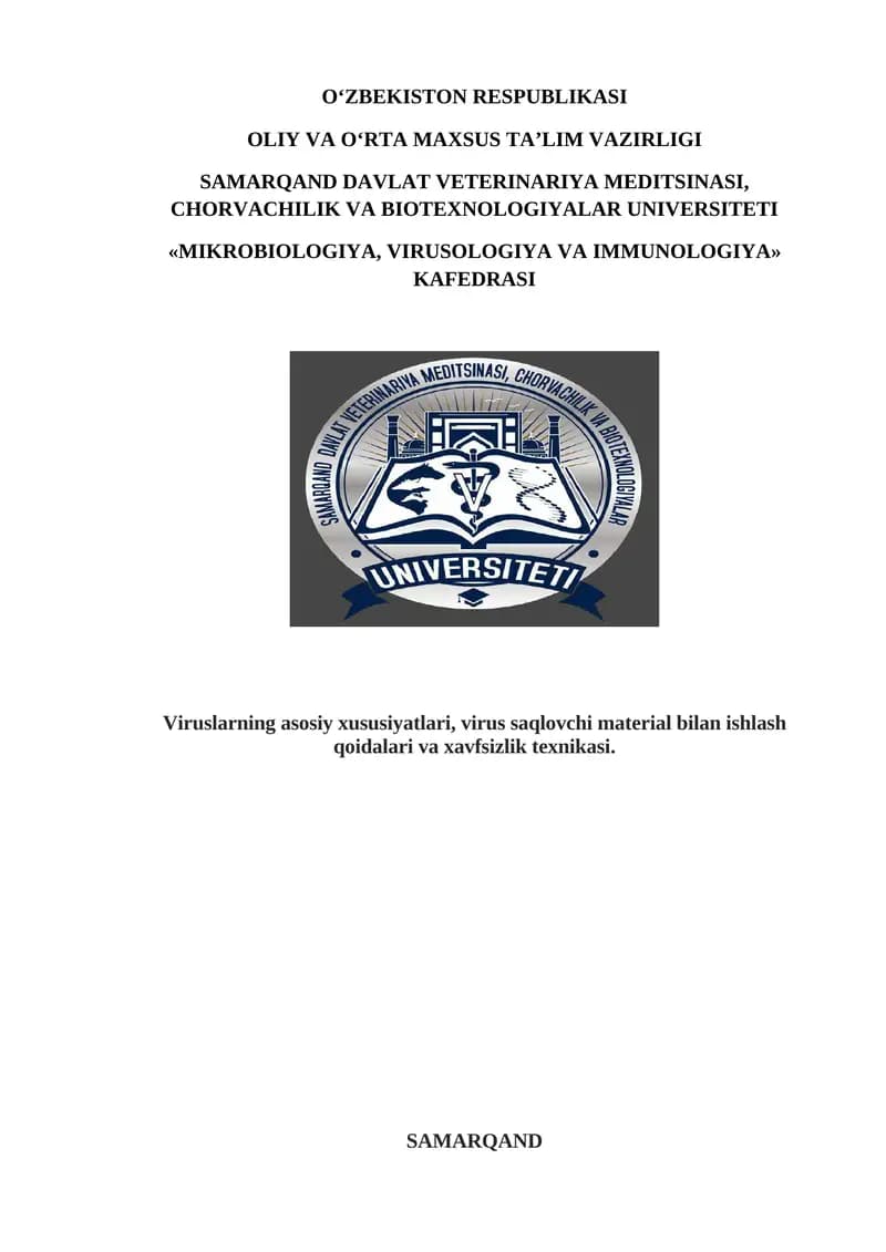 Viruslarning asosiy xususiyatlari