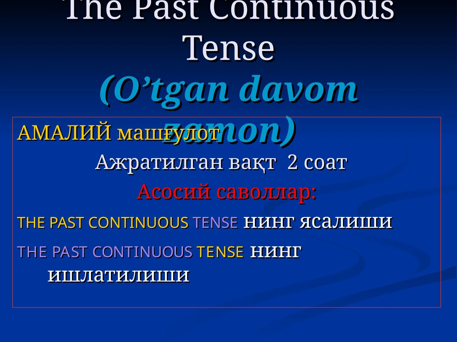 O’tgan davom zamon