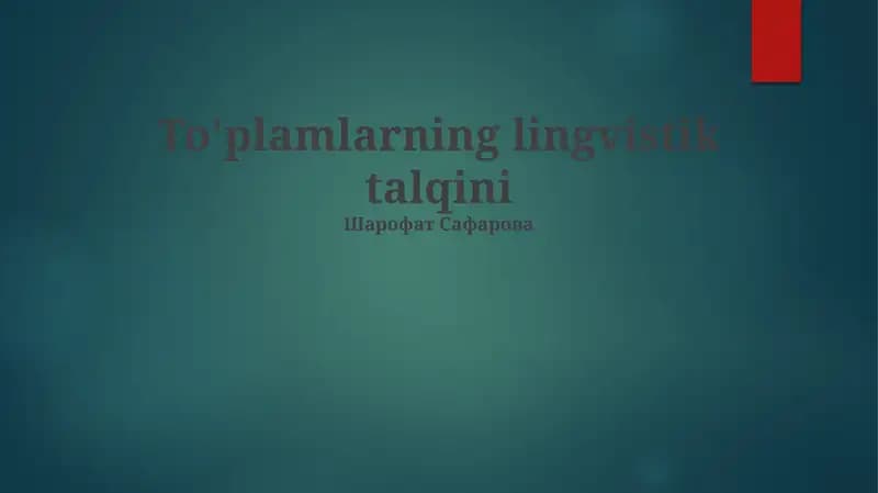 To'plamlarning lingvistik talqini