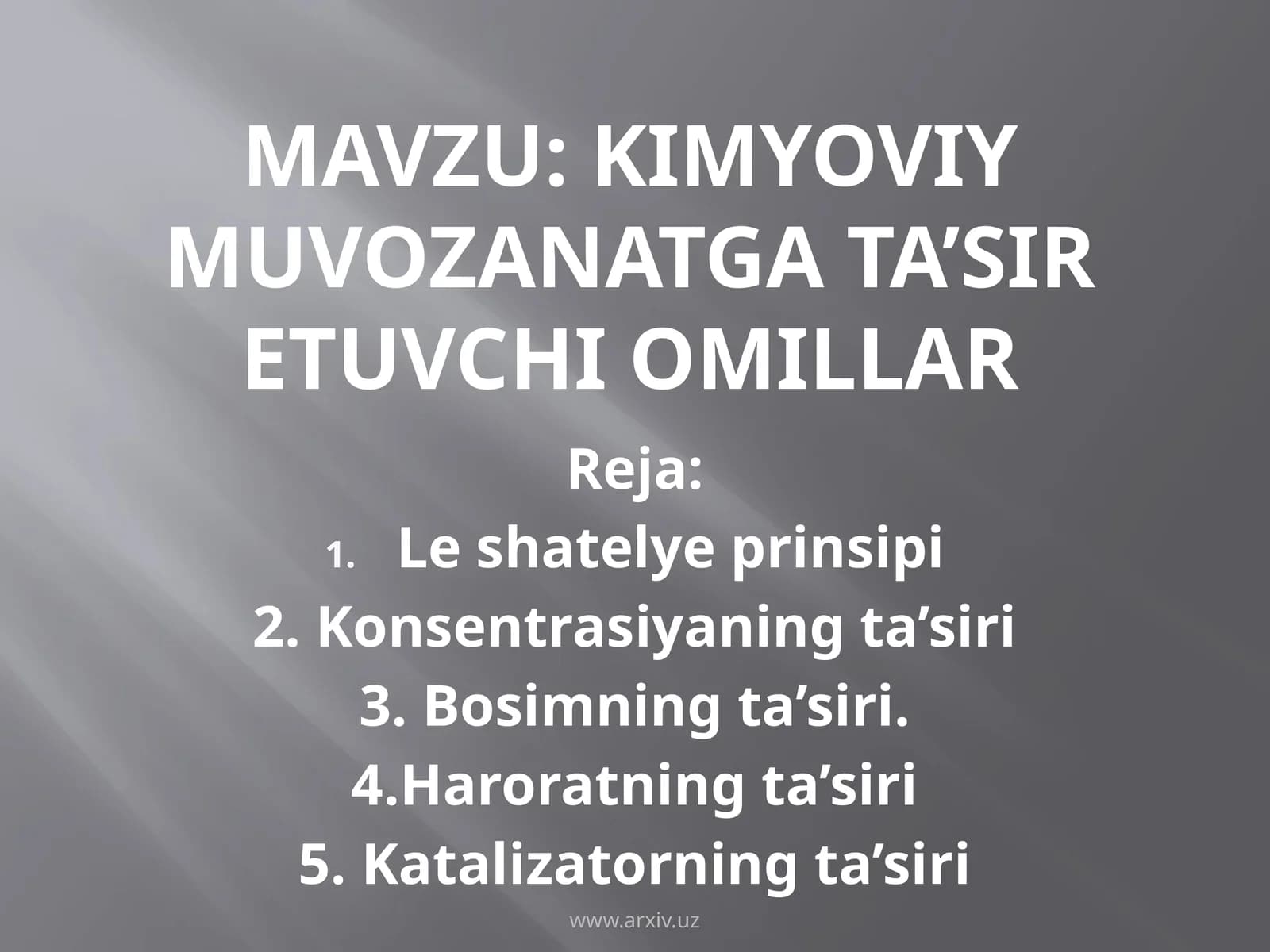 Kimyoviymuvozanatgata’siretuvchiomillar