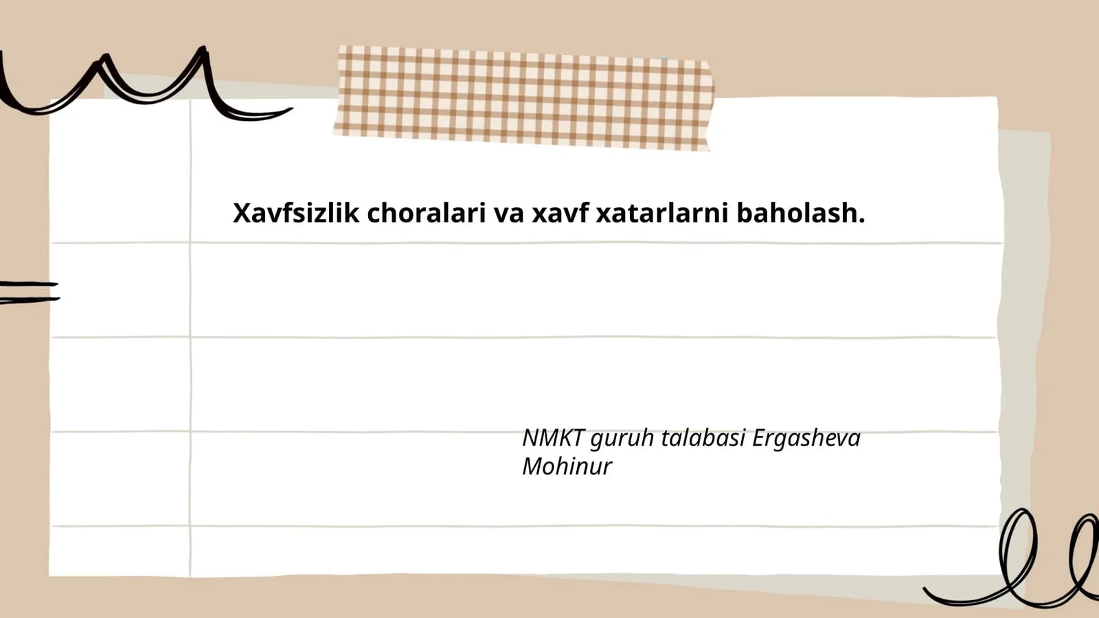 Xavfsizlik choralari va xavf xatarlarni baholash