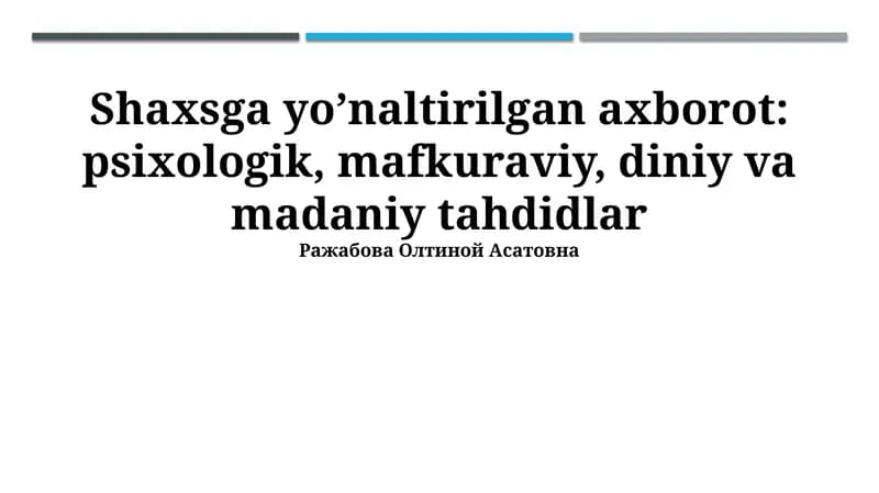Shaxsga yo'naltirilgan axborot tahdidlari