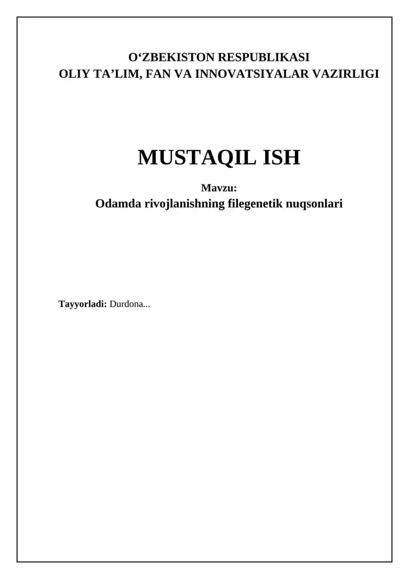 Odamda rivojlanishning filegenetik nuqsonlari