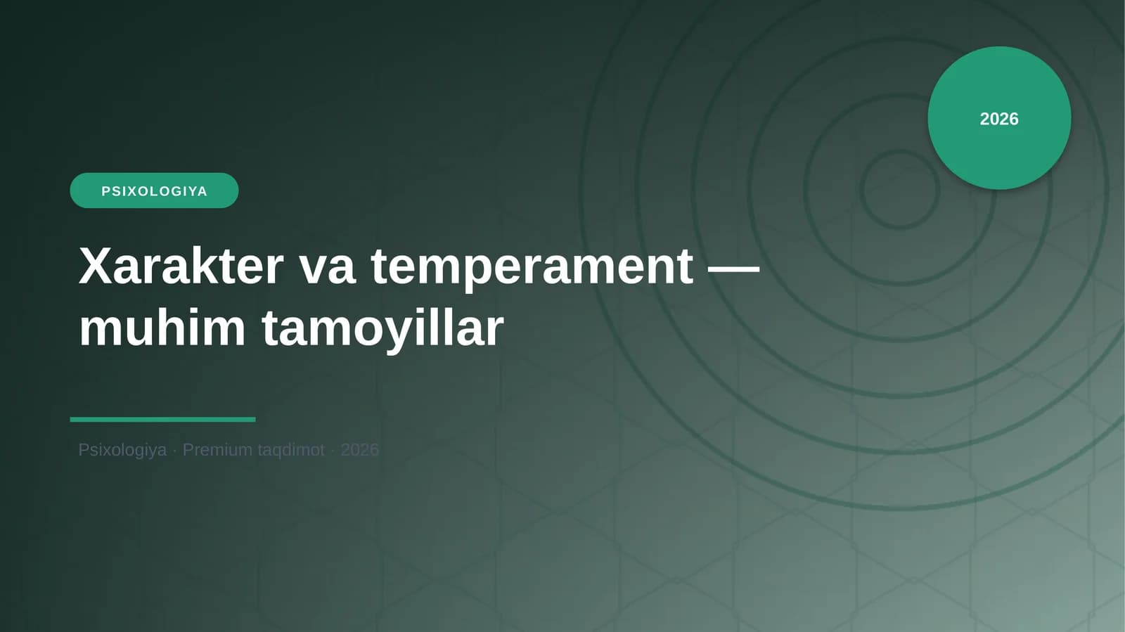 Xarakter va temperament — muhim tamoyillar