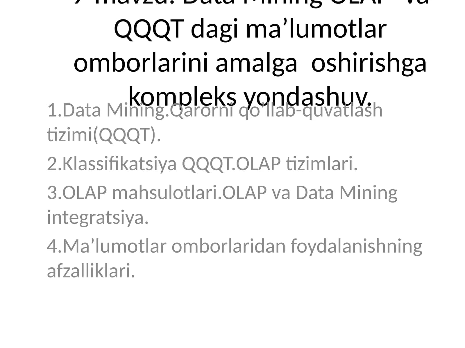 Data Mining va OLAP Integrasiyasi