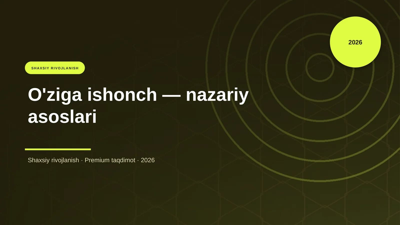 O'ziga ishonch — nazariy asoslari