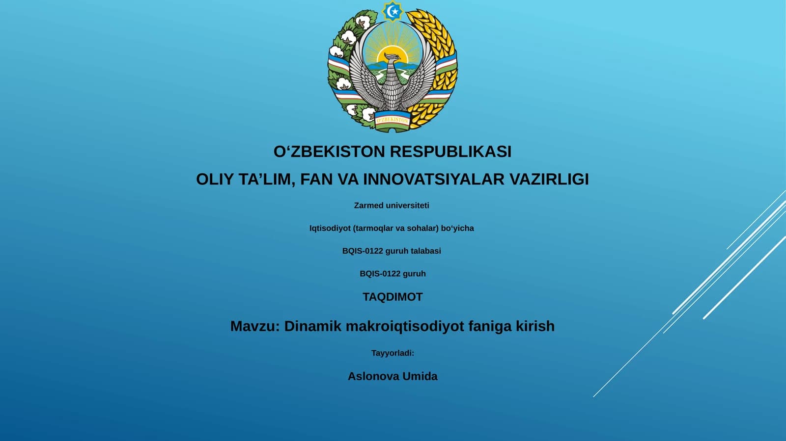 Dinamik makroiqtisodiyot faniga kirish