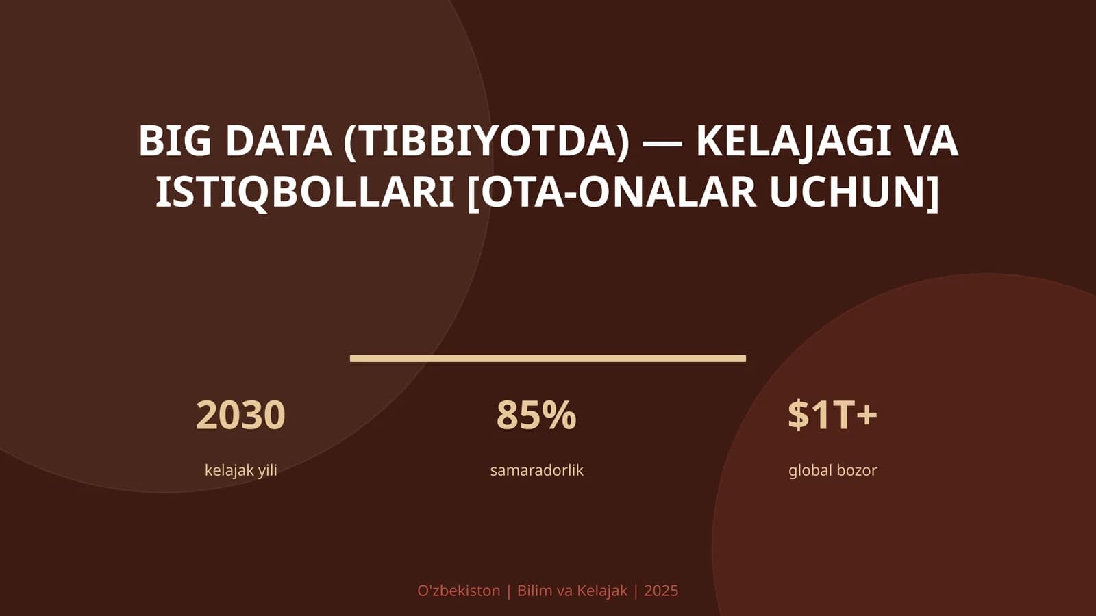 BIG DATA (TIBBIYOTDA) — KELAJAGI VA ISTIQBOLLARI [OTA-ONALAR UCHUN]