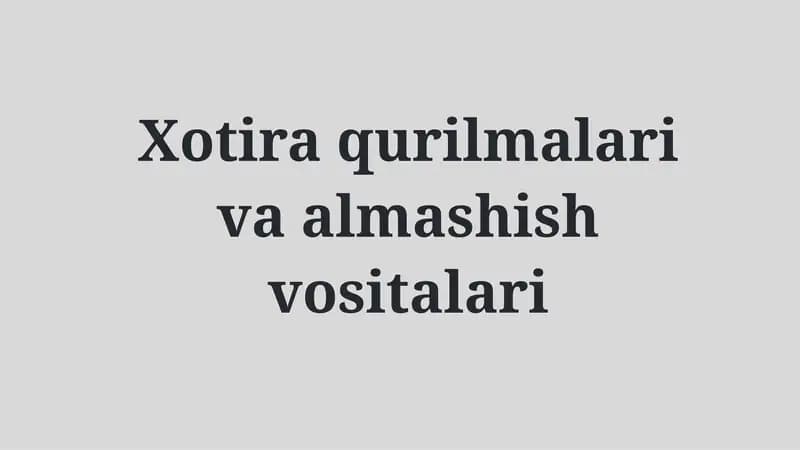 SSD va Xotiralari Malumotlashdirish Vositalari