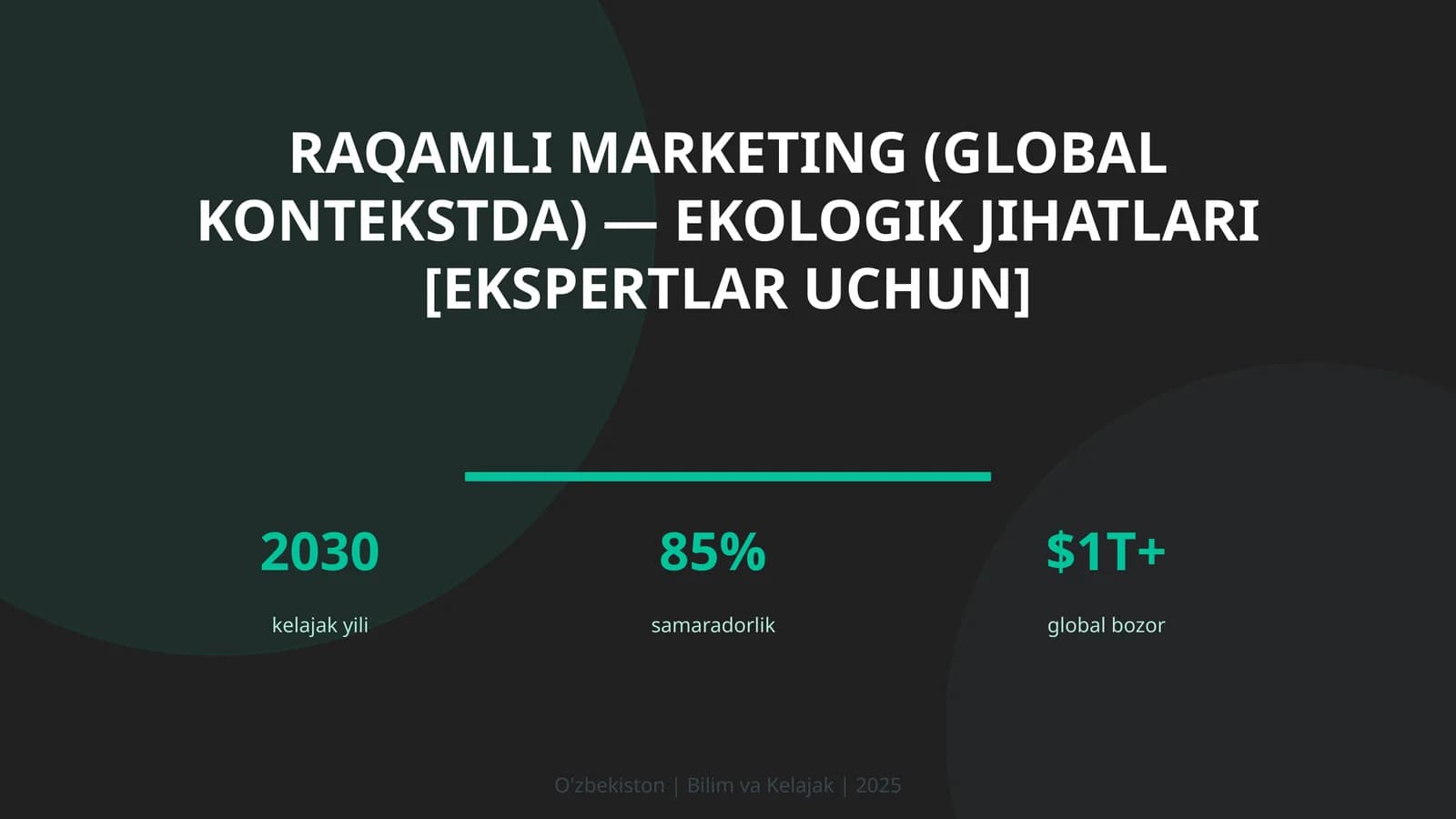 RAQAMLI MARKETING (GLOBAL KONTEKSTDA) — EKOLOGIK JIHATLARI [EKSPERTLAR UCHUN]