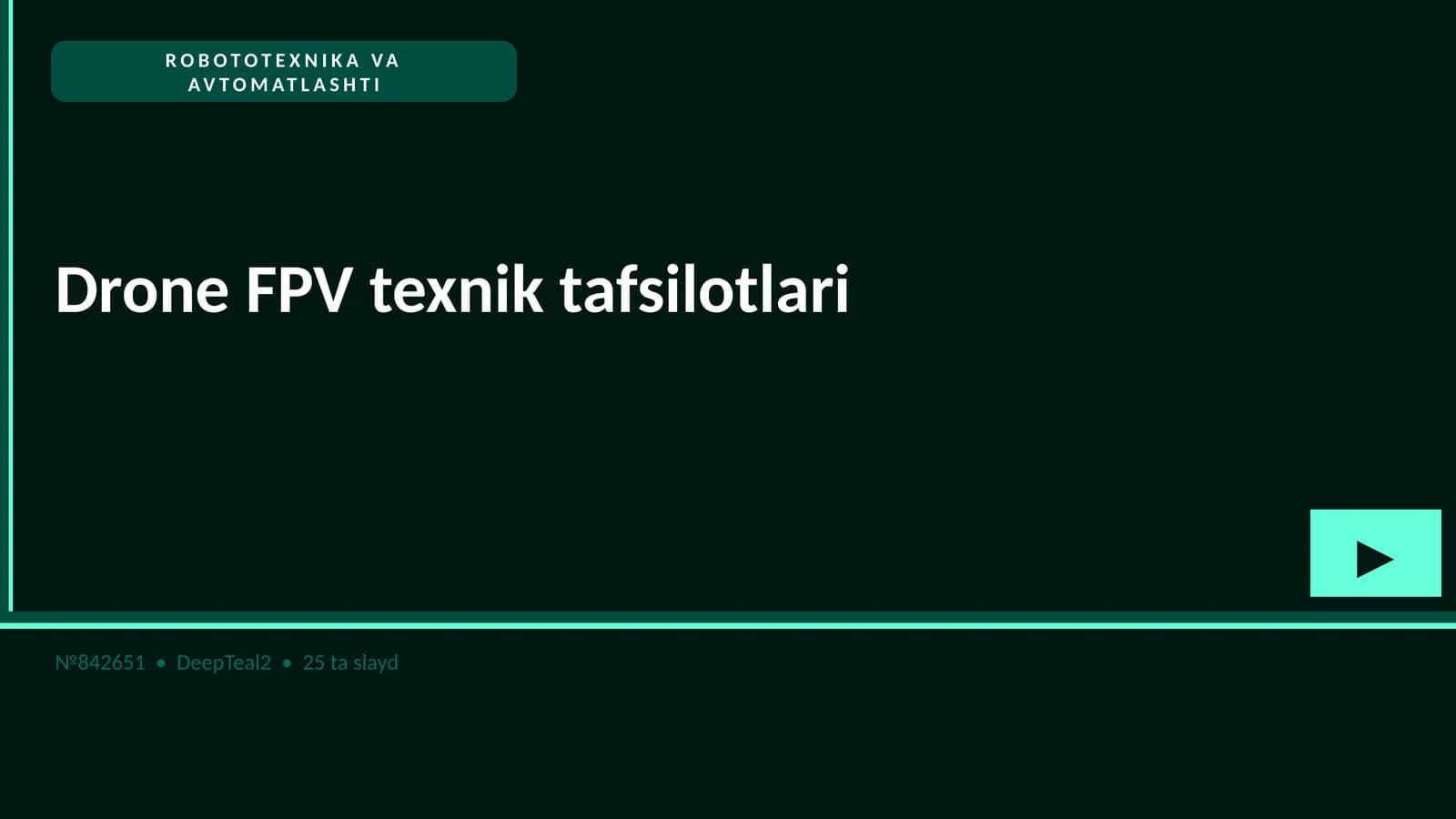 Drone FPV texnik tafsilotlari