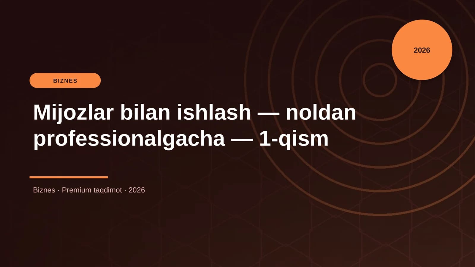 Mijozlar bilan ishlash — noldan professionalgacha — 1-qism