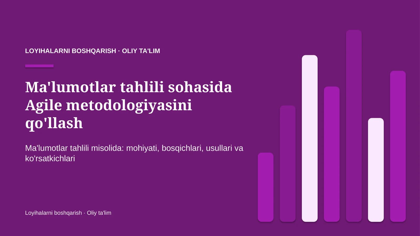 Ma'lumotlar tahlili sohasida Agile metodologiyasini qo'llash