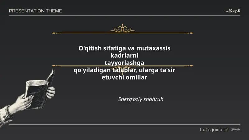O'qitish sifatiga va mutaxassiskadrlarnitayyorlashga
