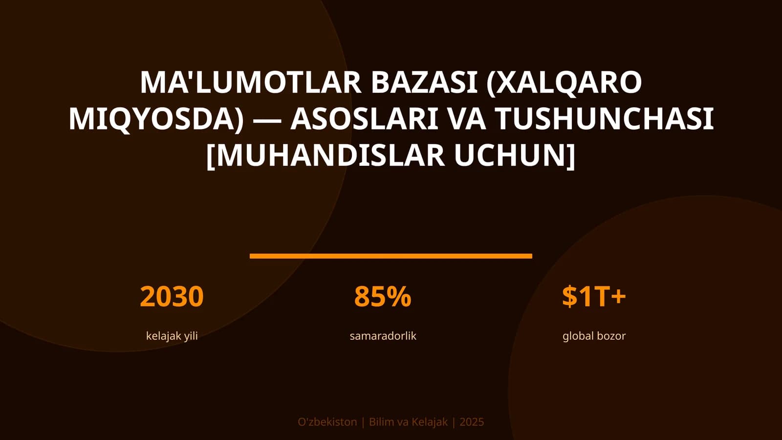 Ma'lumotlar bazasi (xalqaro miqyosda) — asoslari va tushunchasi [muhandislar uchun]