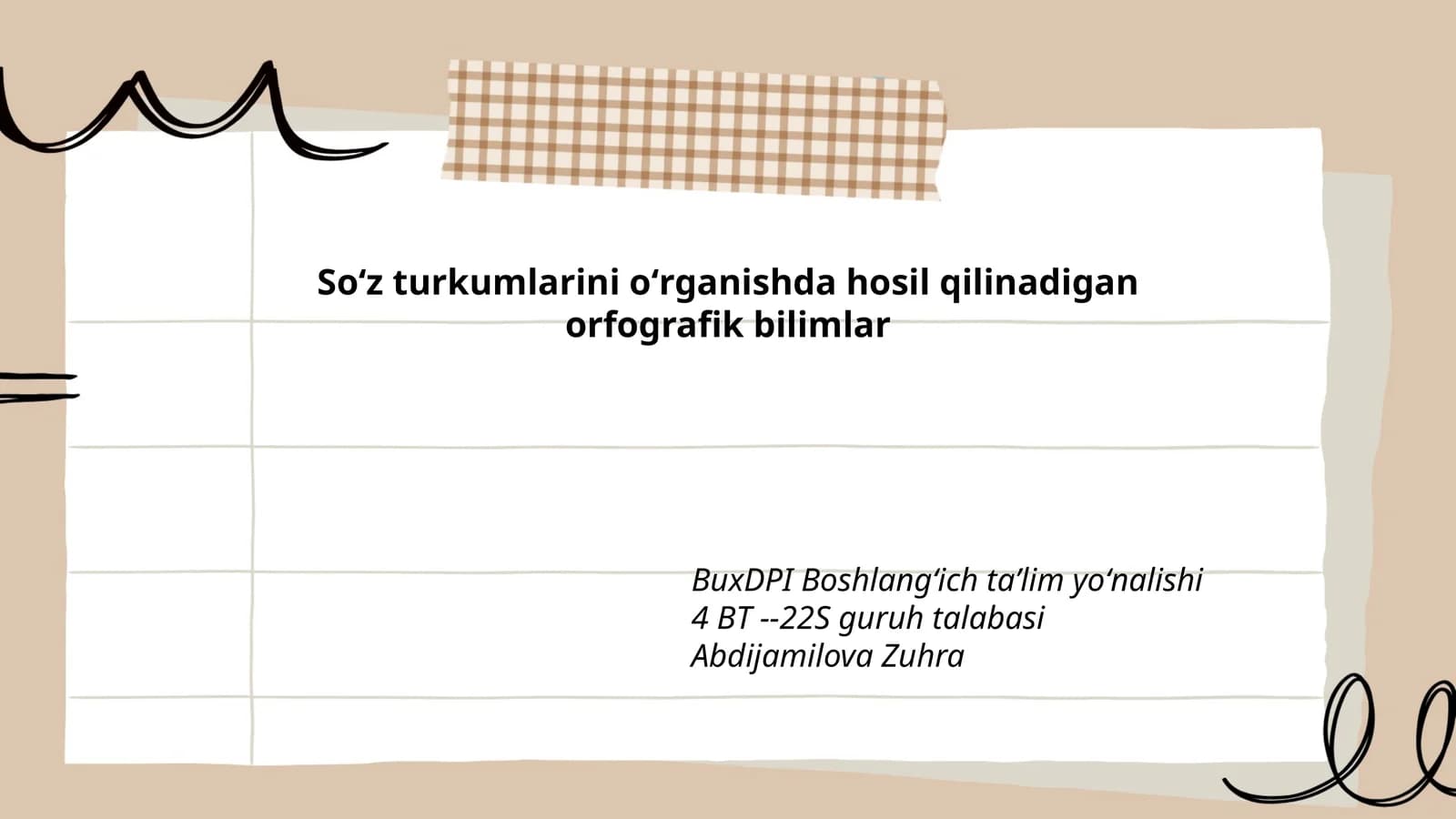 Soʻz turkumlarini oʻrganishda hosil qilinadigan orfografik bilimlar