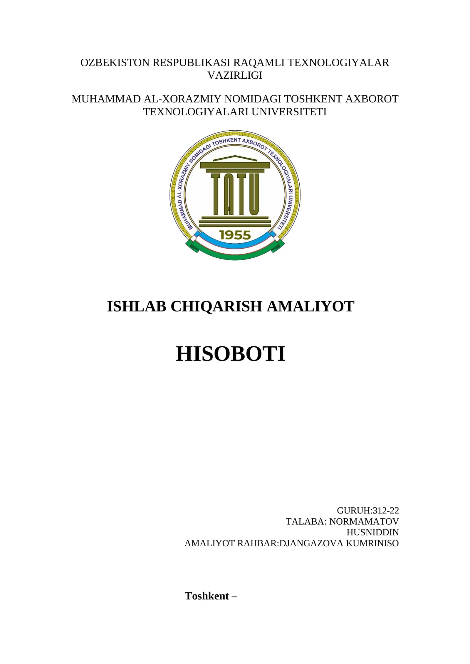 ISHLAB CHIQARISH AMALIYOT